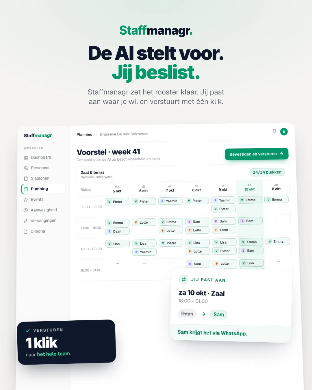 Staffmanagr: AI stelt het rooster voor, de zaakvoerder keurt goed