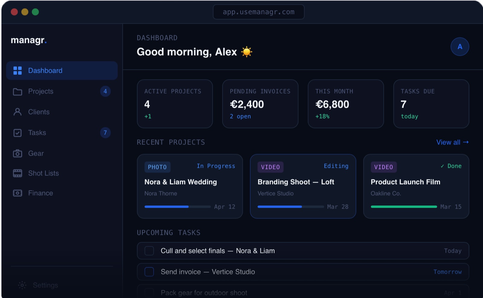 Screenshot of custom software built by August Media